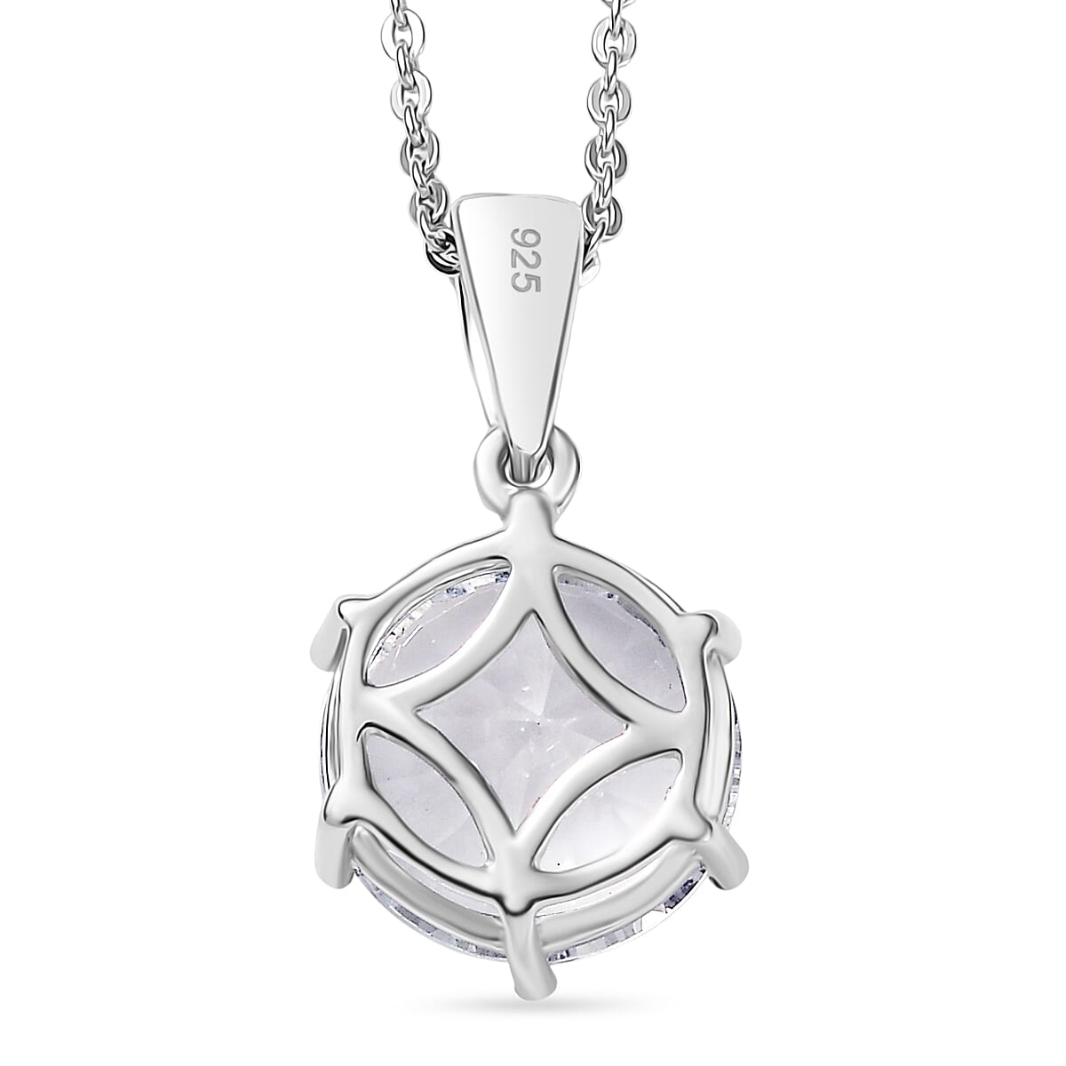 White Topaz Pendant with Chain (Size 20) in Rhodium Overlay Sterling Silver 4.60 Ct. 4371352 5