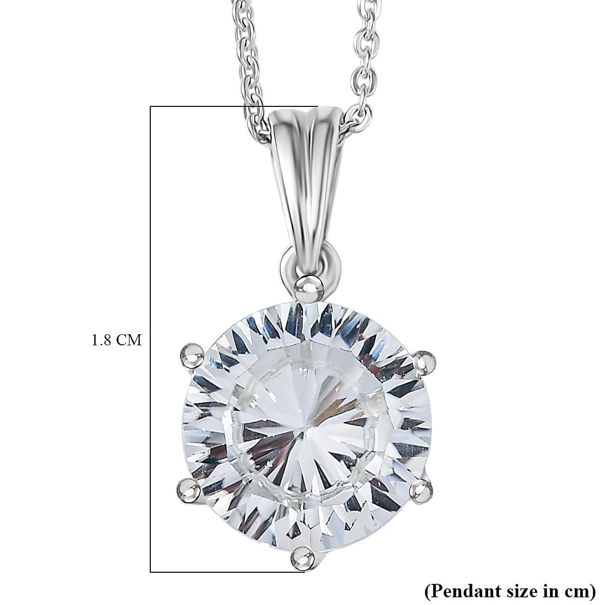 White Topaz Pendant with Chain (Size 20) in Rhodium Overlay Sterling Silver 4.60 Ct. 4371352 6