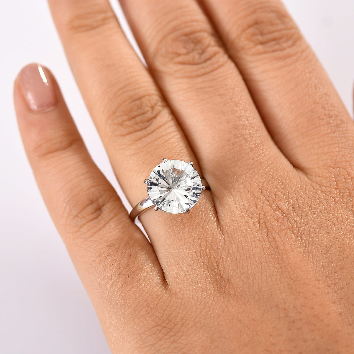 White Topaz Ring in Rhodium Overlay Sterling Silver  7.460  Ct. 8108209 2