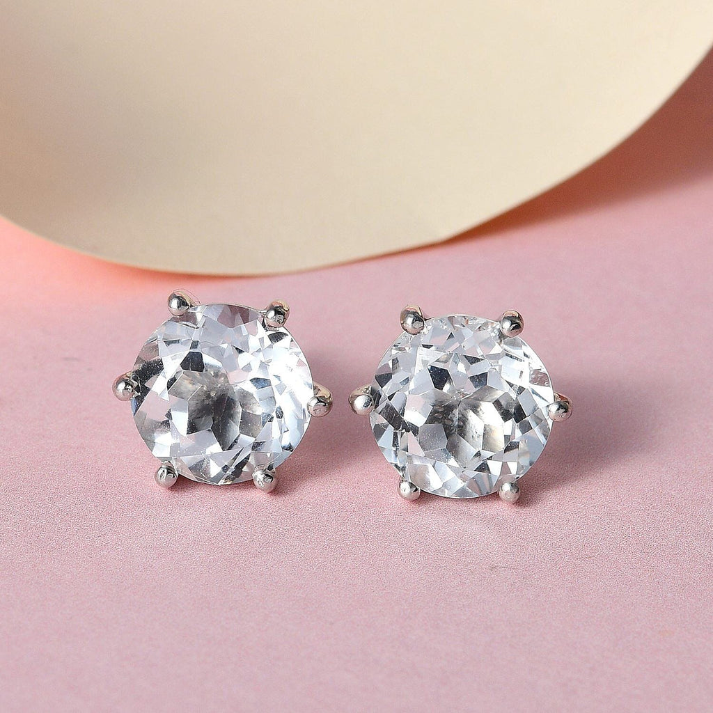Natural Golconda Topaz Stud Earrings in Platinum Overlay Sterling Silver 10.01 Ct.