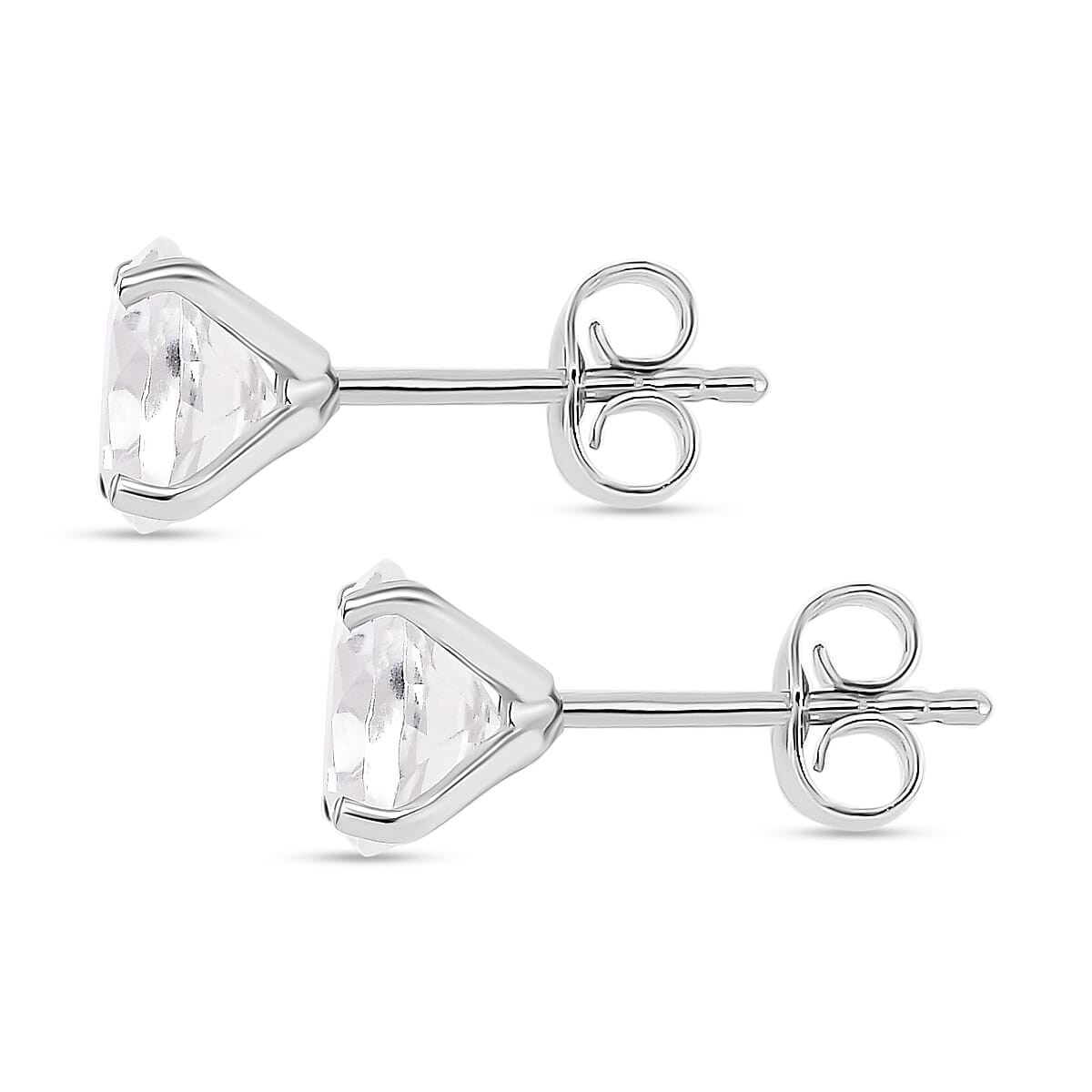 White Topaz Solitaire Stud Push Post Earring in Rhodium Overlay Sterling Silver 4.17 Ct. 7966452 5