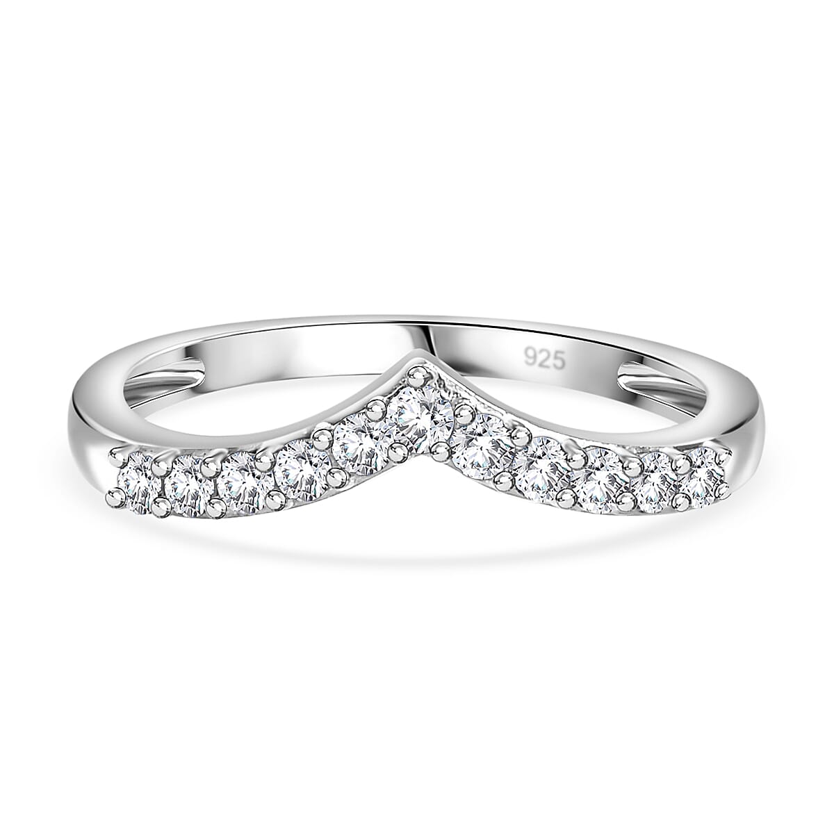 Natural Zircon Wishbone Ring in Sterling Silver 7832344 0