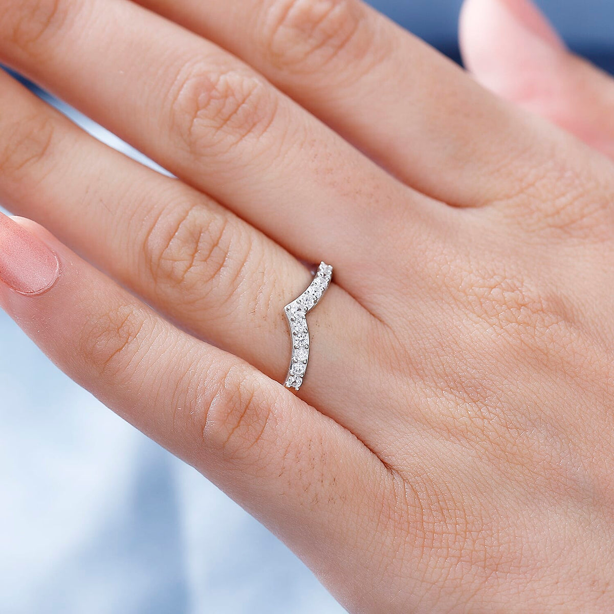 Natural Zircon Wishbone Ring in Sterling Silver 7832344 2