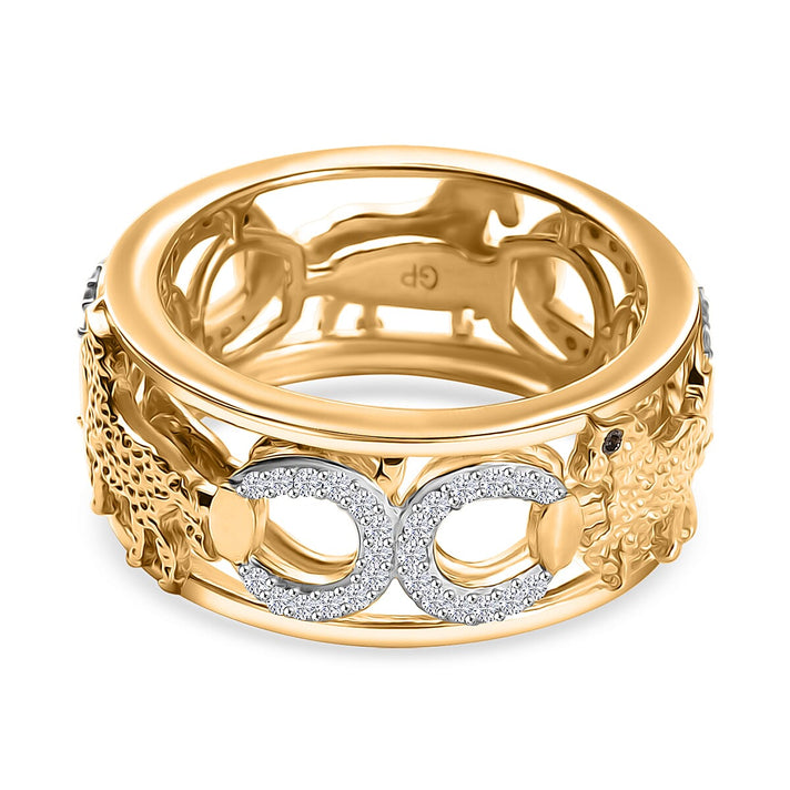 GP Trionfo Collection - White Zircon &amp; Blue Sapphire Ring in 18K Vermeil Yellow Gold Plated Sterling Silver 1.59 Ct. 8037308 1