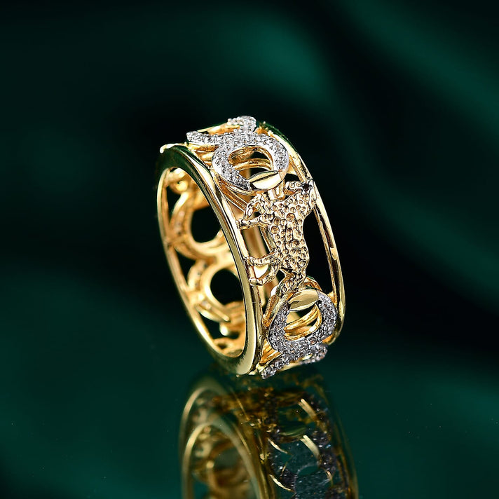 GP Trionfo Collection - White Zircon &amp; Blue Sapphire Ring in 18K Vermeil Yellow Gold Plated Sterling Silver 1.59 Ct. 8037308 2