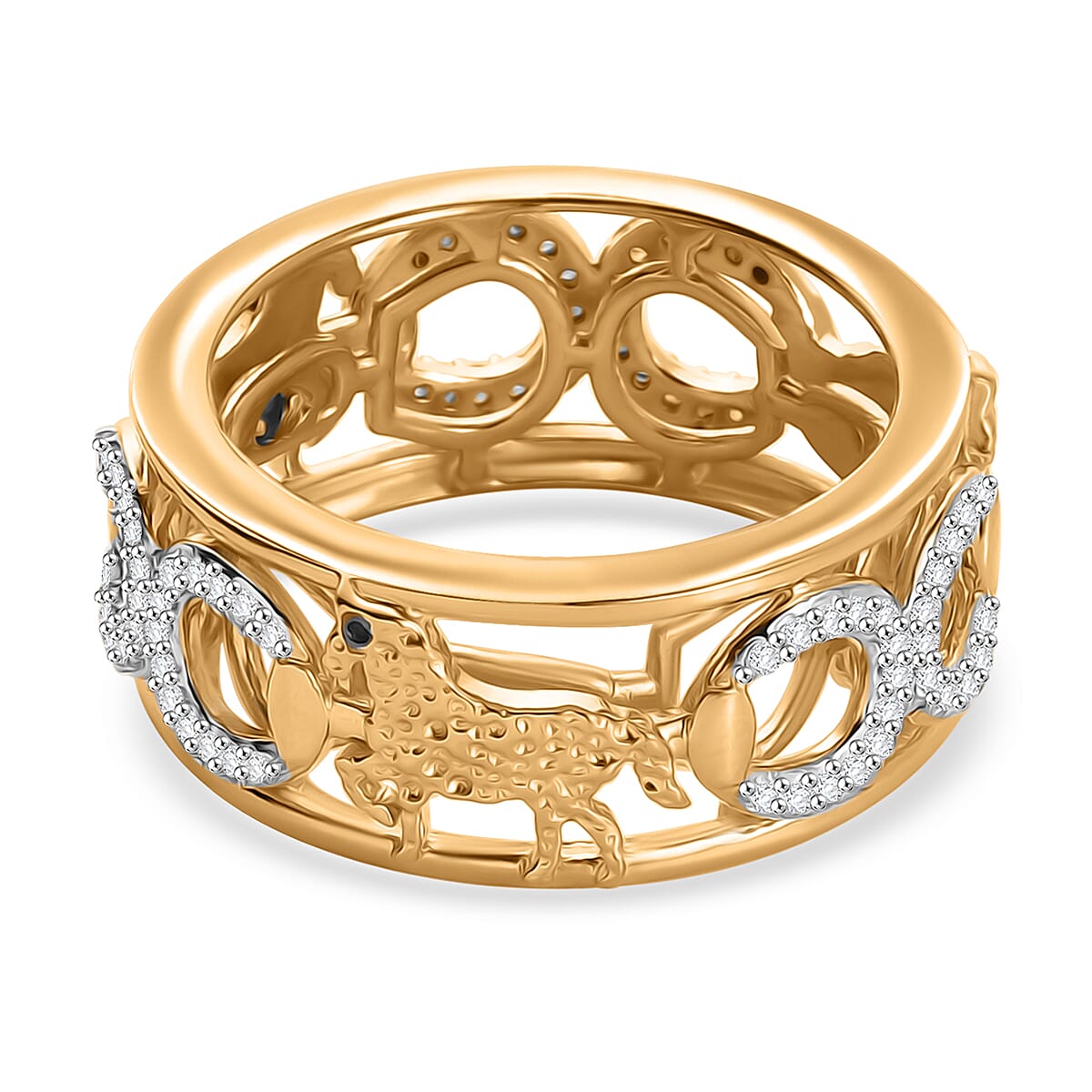 GP Trionfo Collection - White Zircon &amp; Blue Sapphire Ring in 18K Vermeil Yellow Gold Plated Sterling Silver 1.59 Ct. 8037308 5