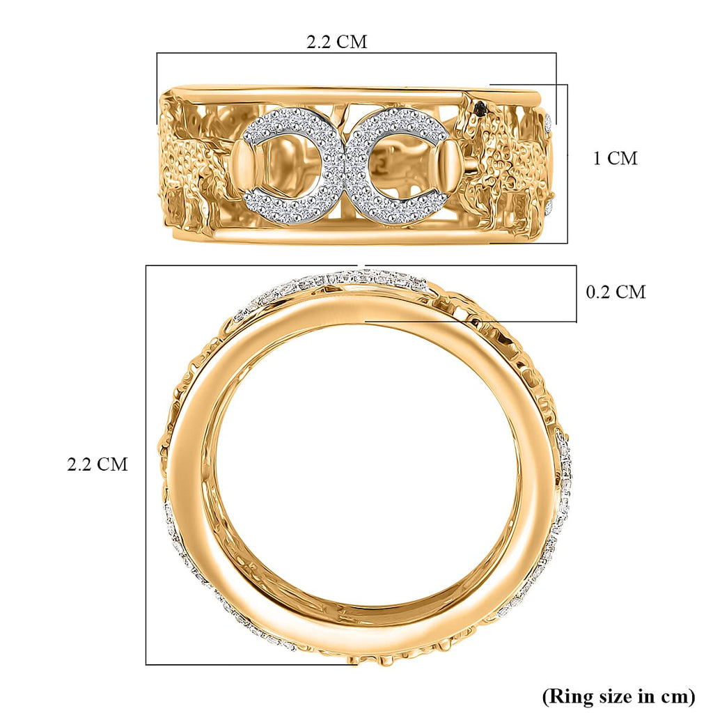 GP Trionfo Collection - White Zircon & Blue Sapphire Ring in 18K Vermeil Yellow Gold Plated Sterling Silver 1.59 Ct.