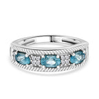 White Zircon & Blue Zircon Ring in Platinum Overlay Sterling Silver 1.29 ct