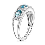 White Zircon & Blue Zircon Ring in Platinum Overlay Sterling Silver 1.29 ct