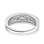 White Zircon & Blue Zircon Ring in Platinum Overlay Sterling Silver 1.29 ct