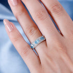 White Zircon & Blue Zircon Ring in Platinum Overlay Sterling Silver 1.29 ct