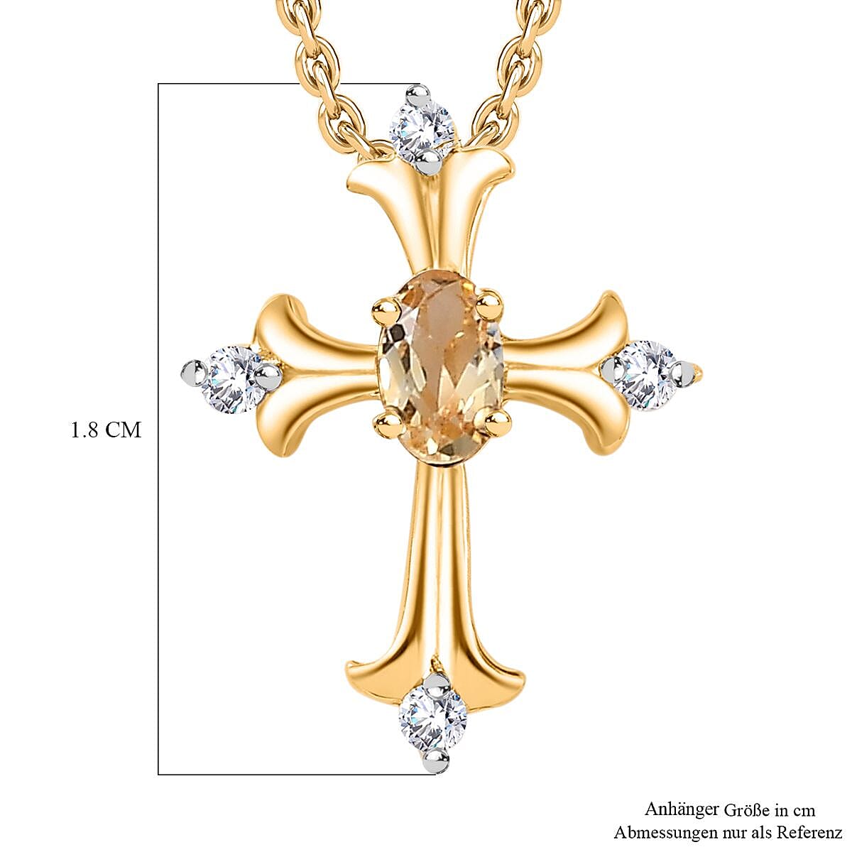 Citrine Cross Pendant with Chain (Size 20) in 14K Gold Overlay Sterling Silver 4290137 6