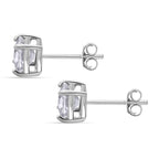 White Zircon Push Back Earring in Rhodium Overlay Sterling Silver 2.00 Ct.