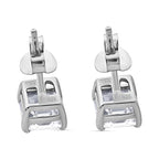 White Zircon Push Back Earring in Rhodium Overlay Sterling Silver 2.00 Ct.