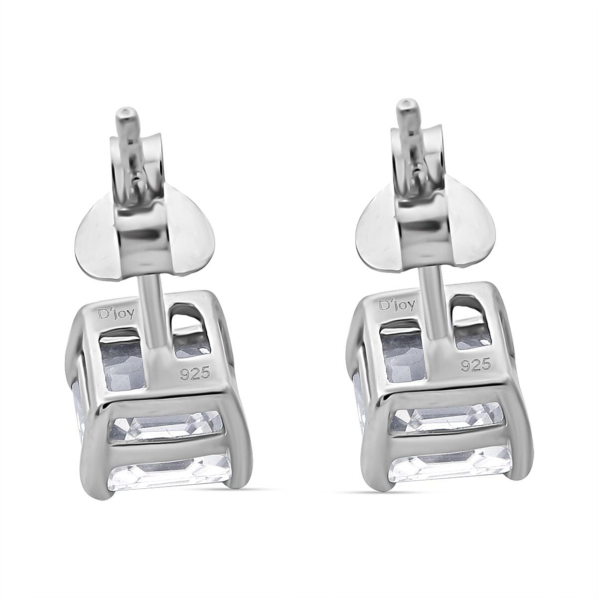White Zircon Push Back Earring in Rhodium Overlay Sterling Silver 2.00 Ct. 8084956 5