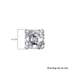 White Zircon Push Back Earring in Rhodium Overlay Sterling Silver 2.00 Ct.