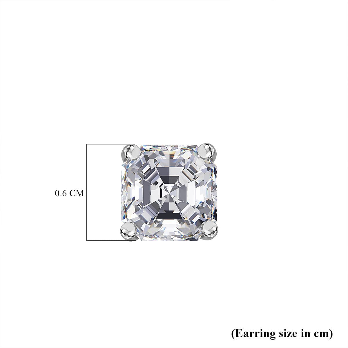 White Zircon Push Back Earring in Rhodium Overlay Sterling Silver 2.00 Ct. 8084956 6