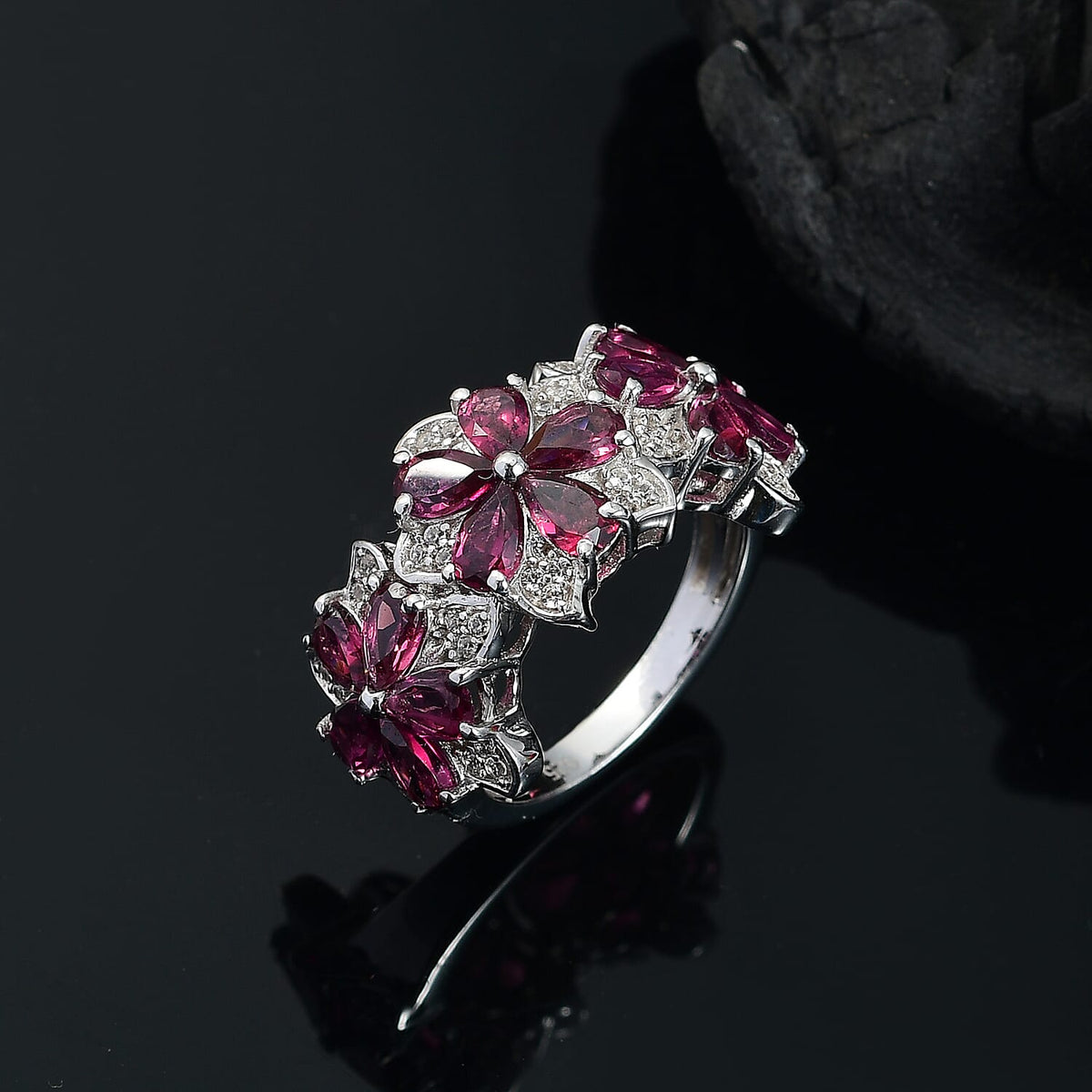 White Zircon Ring in Rhodium Overlay Sterling Silver 4.65 Ct. 8037454 1