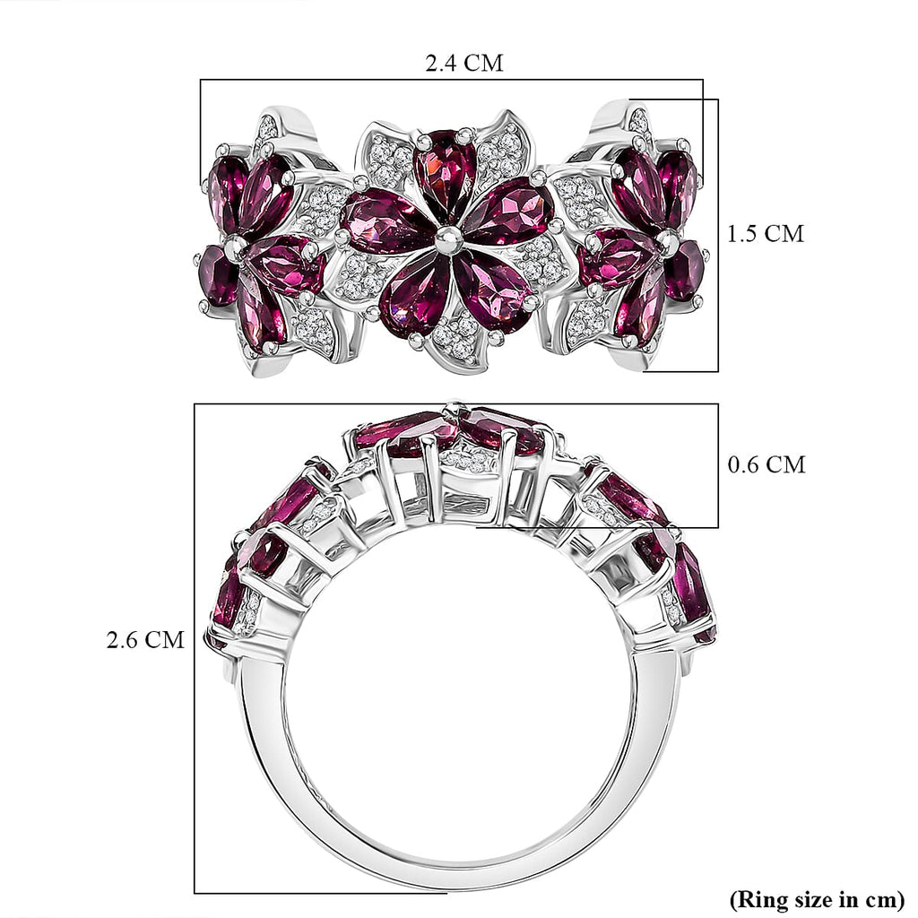 White Zircon Ring in Rhodium Overlay Sterling Silver 4.65 Ct.