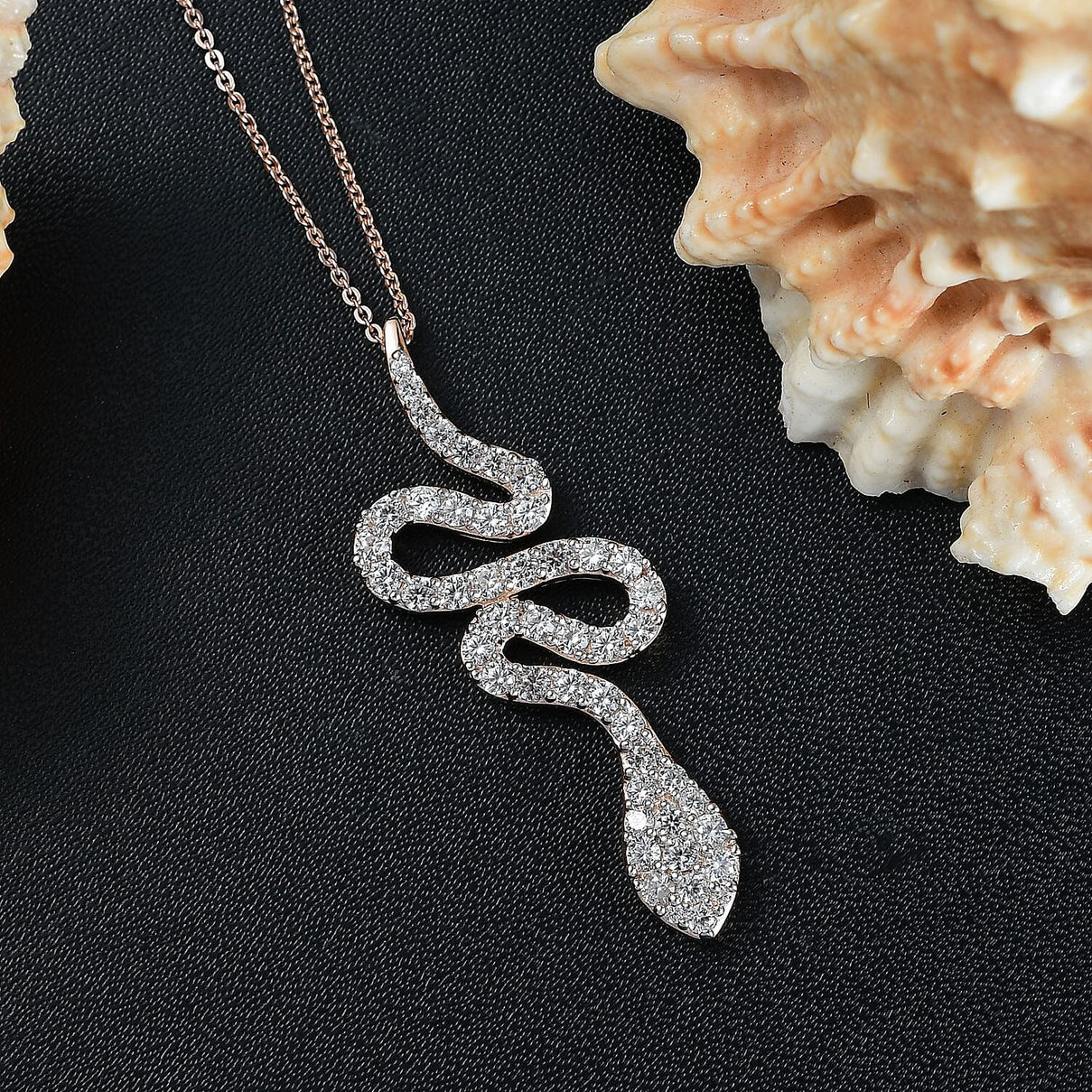 White Zircon Pendant with Chain (Size 20) in 18K Vermeil Rose Gold Plated Sterling Silver 1.15 Ct. 4380674 2