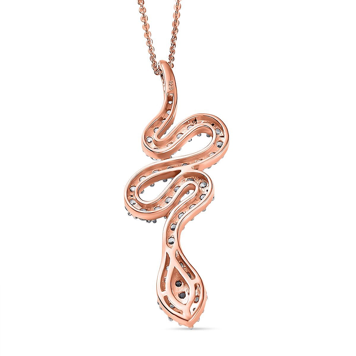 White Zircon Pendant with Chain (Size 20) in 18K Vermeil Rose Gold Plated Sterling Silver 1.15 Ct. 4380674 4