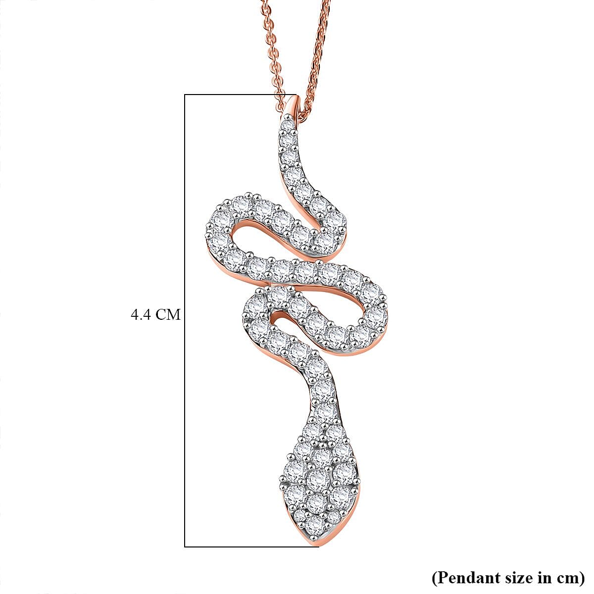 White Zircon Pendant with Chain (Size 20) in 18K Vermeil Rose Gold Plated Sterling Silver 1.15 Ct. 4380674 6