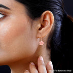 Natural Zircon & Pink Mother Of Pearl Floral Earrings in 18K Vermeil Rose Gold Plated Sterling Silver 4.35 Ct.