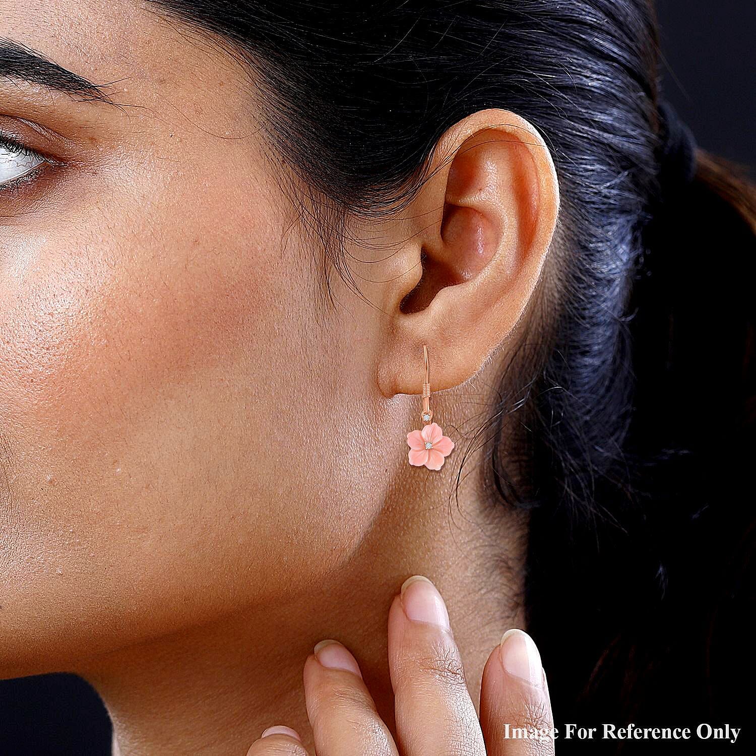 Natural Zircon &amp; Pink Mother Of Pearl Floral Earrings in 18K Vermeil Rose Gold Plated Sterling Silver 4.35 Ct. 7588119 2