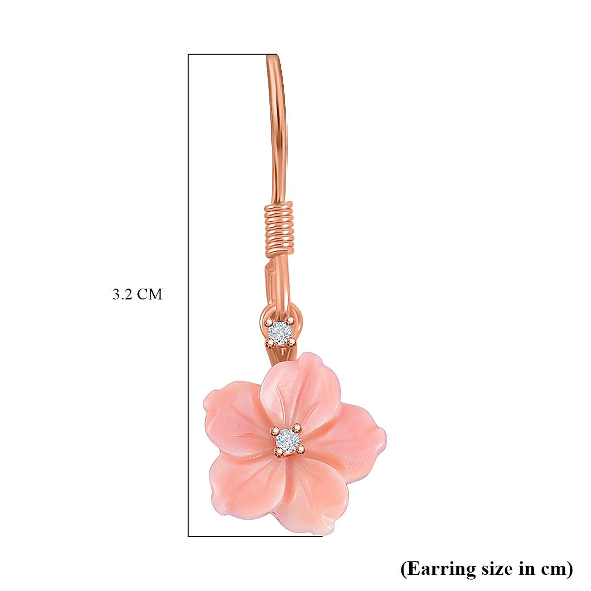 Natural Zircon &amp; Pink Mother Of Pearl Floral Earrings in 18K Vermeil Rose Gold Plated Sterling Silver 4.35 Ct. 7588119 4