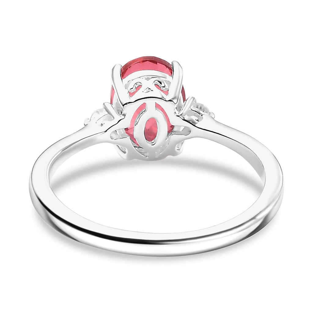 Blush Quartz, Natural White Zircon Sterling Silver Ring 1.612  Ct.