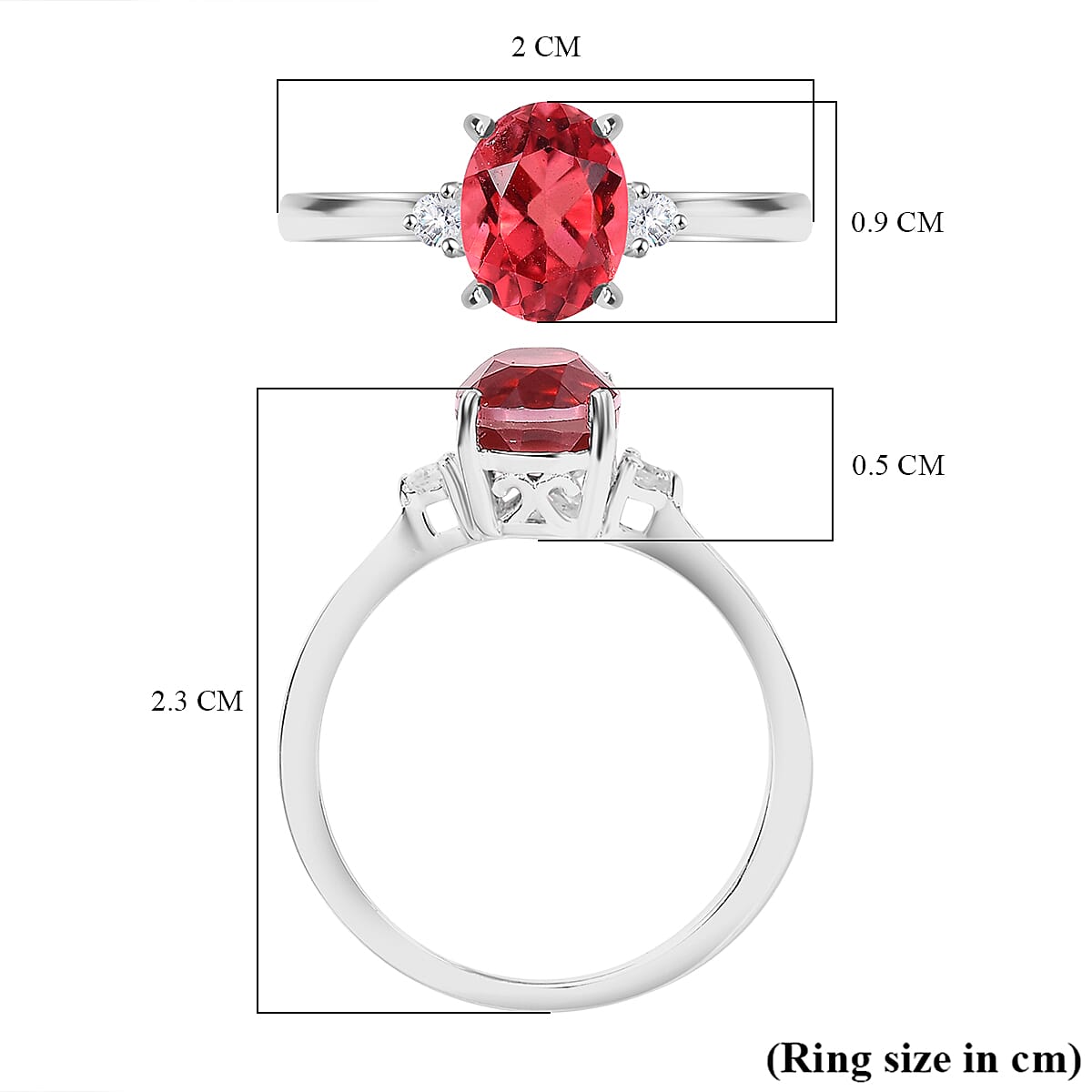 Salmon Triplet Quartz, White Zircon Ring in Sterling Silver 7859575 5