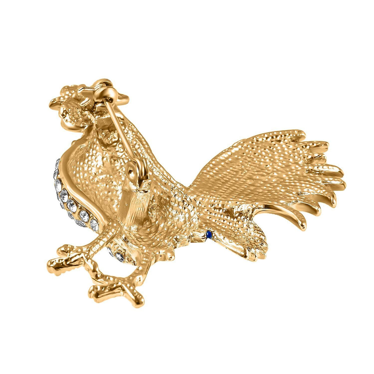 White and Black Finest CZ Enamelled Rooster Brooch in Gold Tone 6368322 4