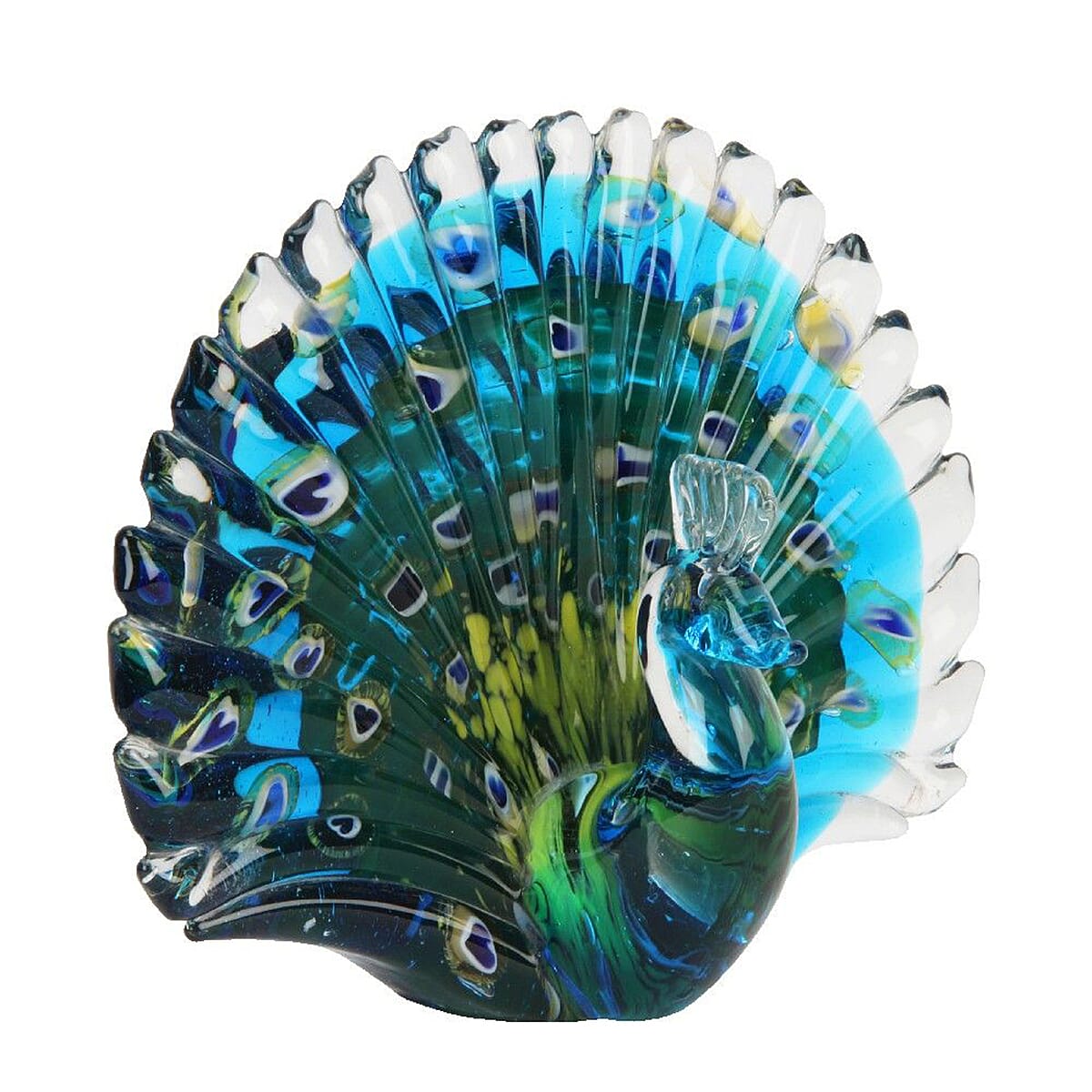 Widdop Multicolored Handblown Glass Objets dArt Figurine - Peacock 6272920 0