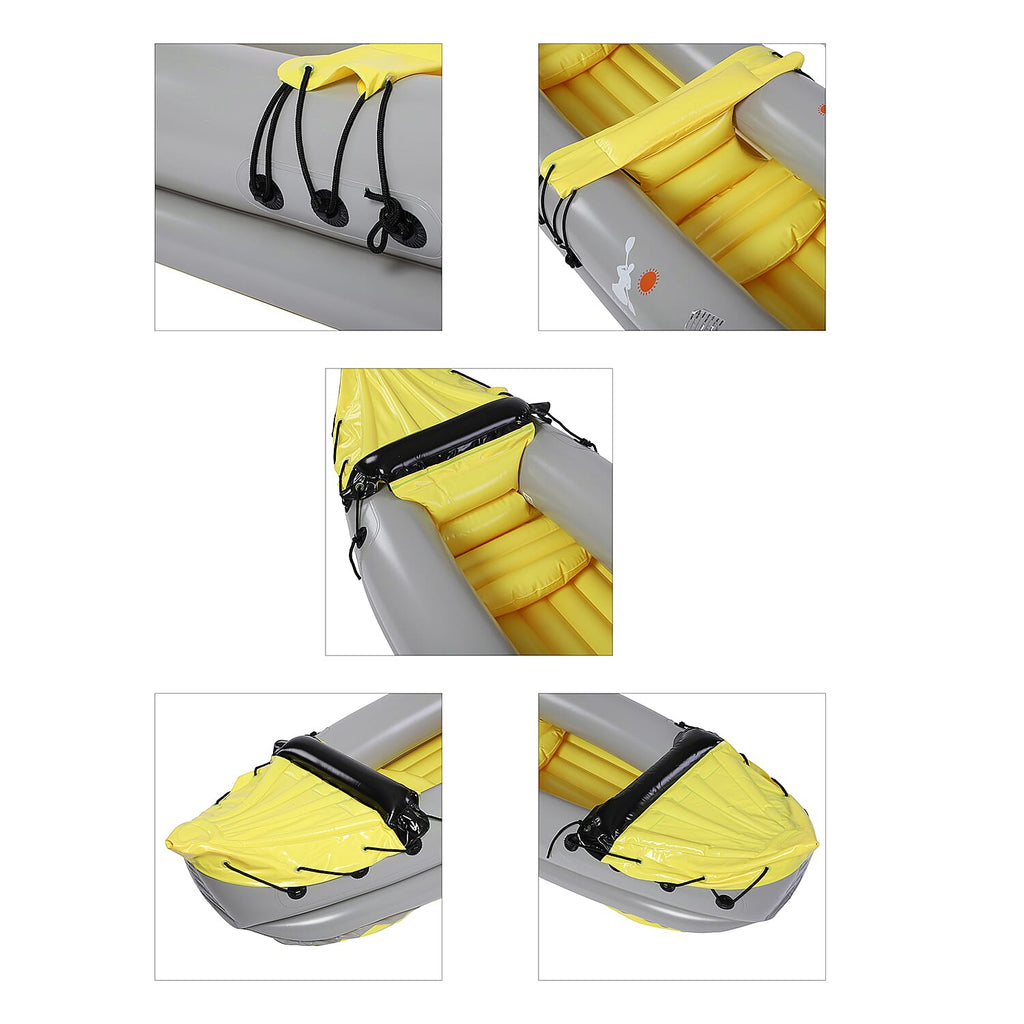 WILDERNESS Inflatable Kayak (2 person Kayak - 2 Alumunium Oars- Repair Patch - Foot Rest Cushion- Air Pump) (Size-315x66x45 Cm) - Yellow and Black