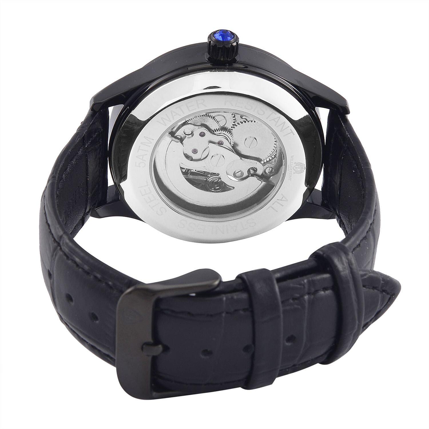 William Hunt Automatic Mechanical Movement Red Sunshine Dial 5 ATM Water Resistant Watch with Black Leather Strap 7652934 6