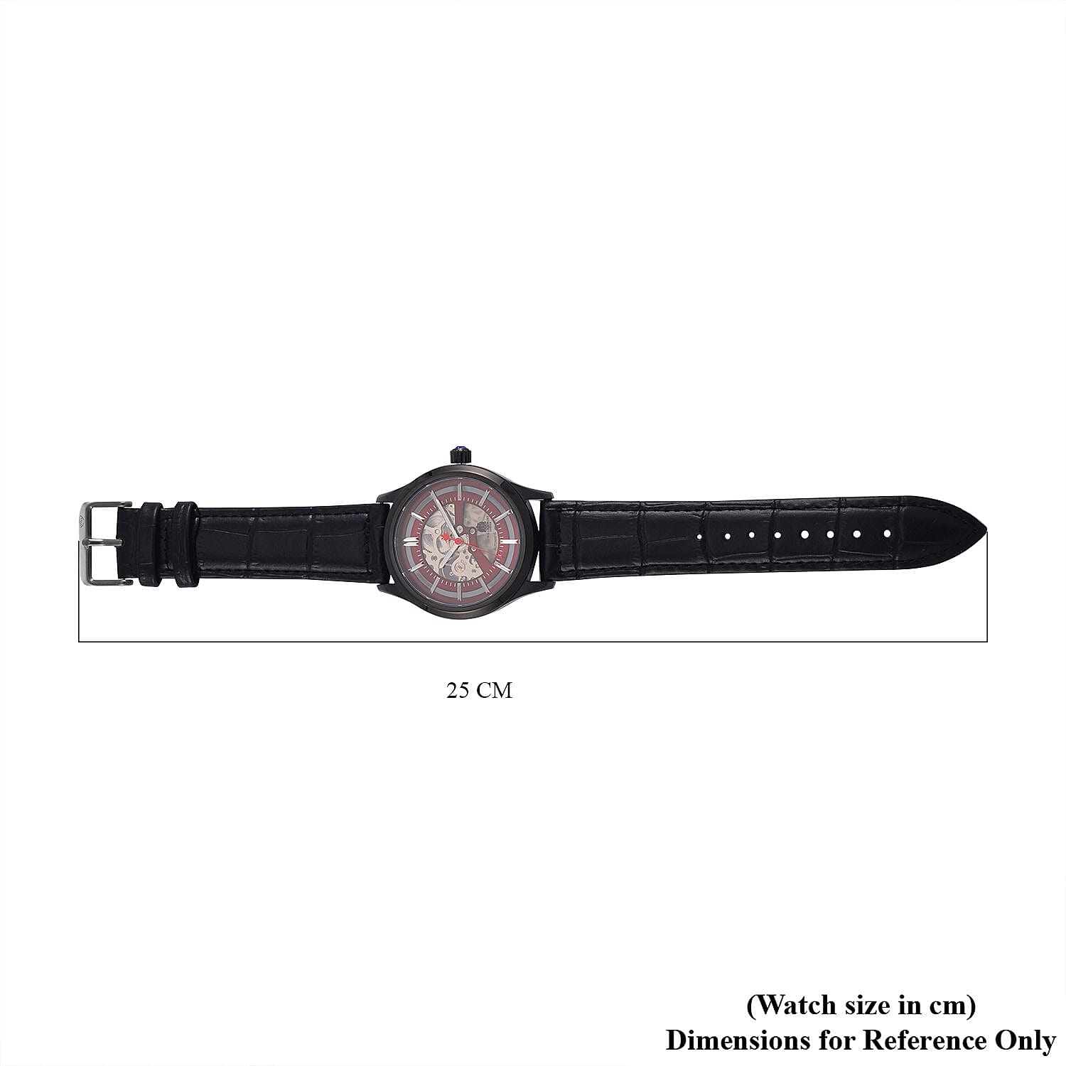William Hunt Automatic Mechanical Movement Red Sunshine Dial 5 ATM Water Resistant Watch with Black Leather Strap 7652934 7