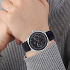 Limited Edition- William Hunt Designer Watch with Chronograph Leather Strap Water Resistant Black Dial