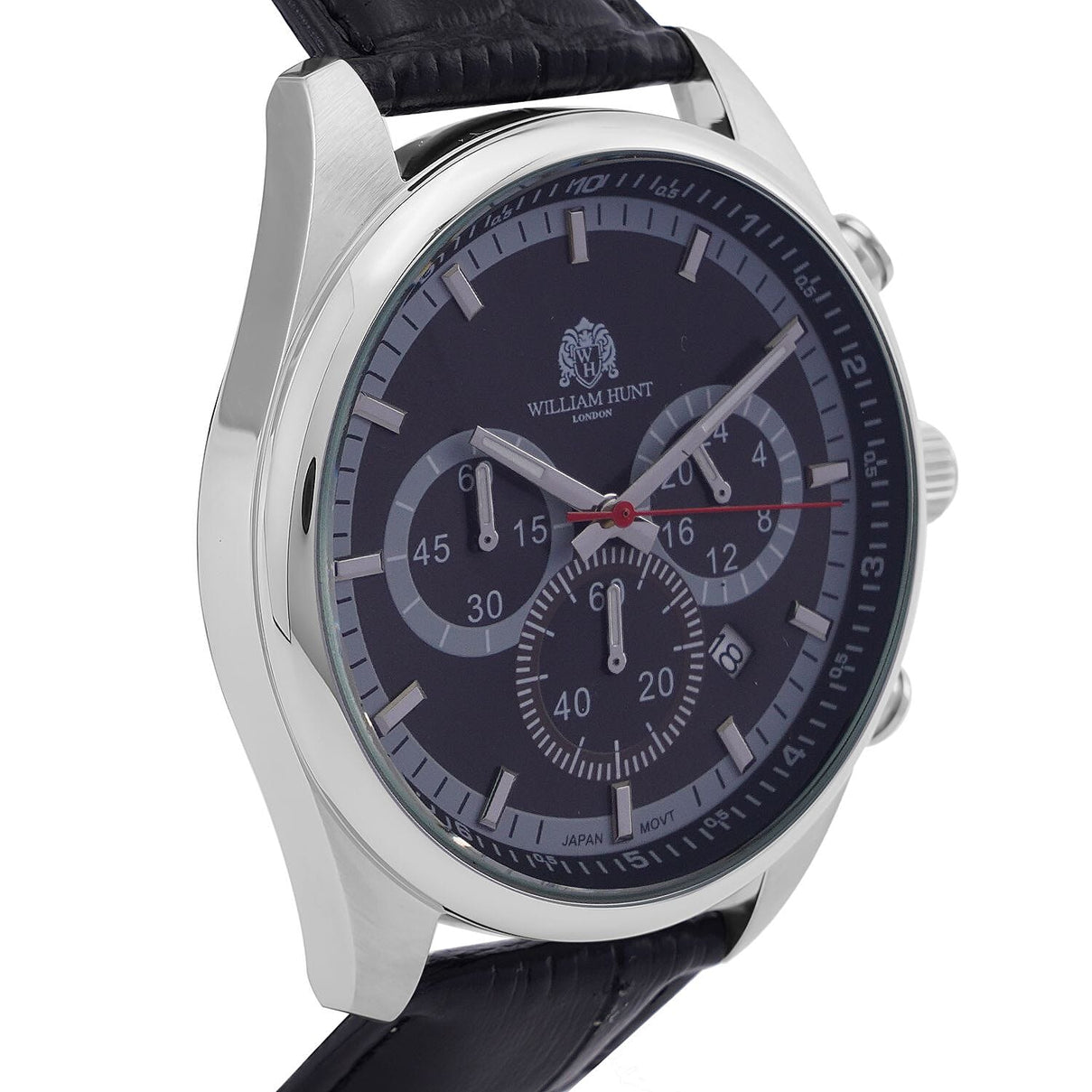 William Hunt Designer Watch with Chronograph Leather Strap Water Resistant Black Dial 7239533 5
