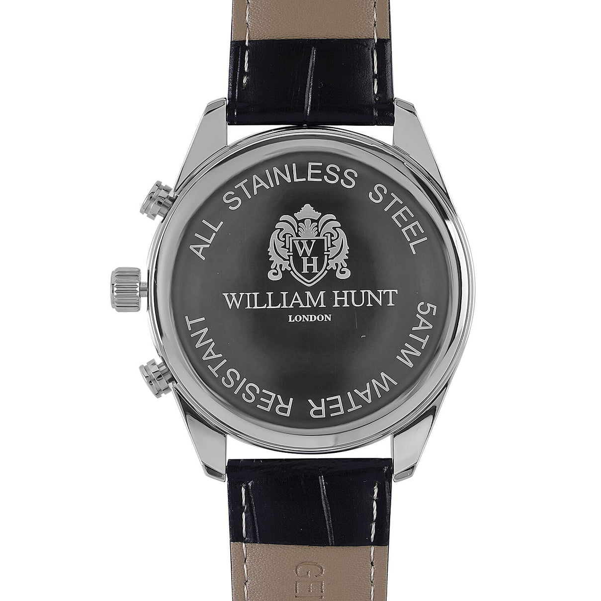 William Hunt Designer Watch with Chronograph Leather Strap Water Resistant Black Dial 7239533 6