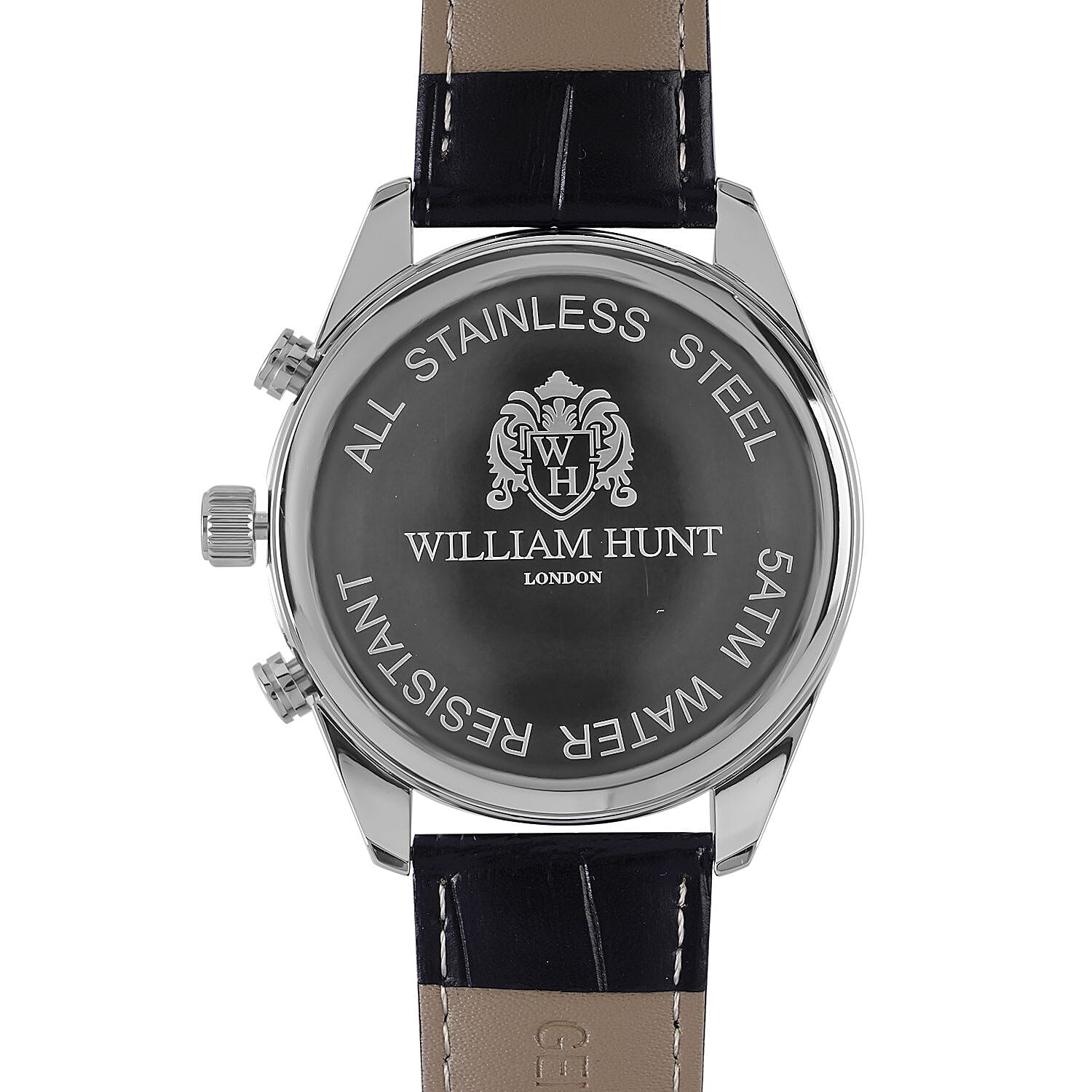 William Hunt Designer Watch with Chronograph Leather Strap Water Resistant Black Dial 7239533 6