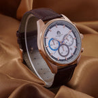 Limited Edition- William Hunt Designer Watch with Chronograph Leather Strap Water Resistant White Dial