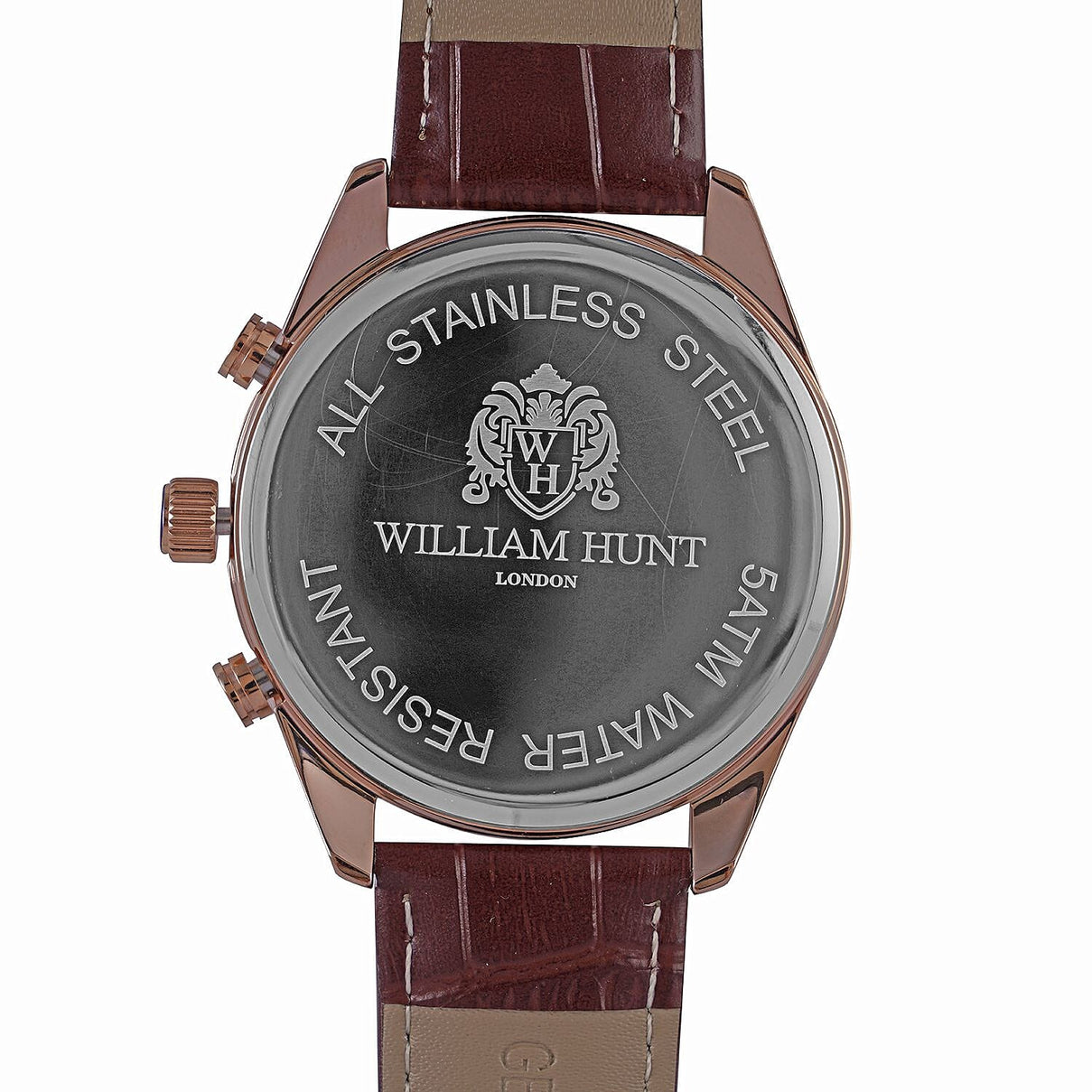 William Hunt Designer Watch with Chronograph Leather Strap Water Resistant White Dial 7239551 6