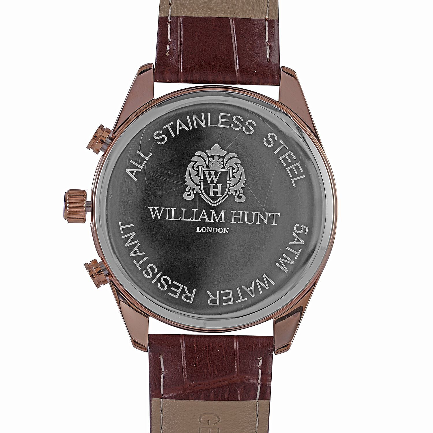 William Hunt Designer Watch with Chronograph Leather Strap Water Resistant White Dial 7239551 6