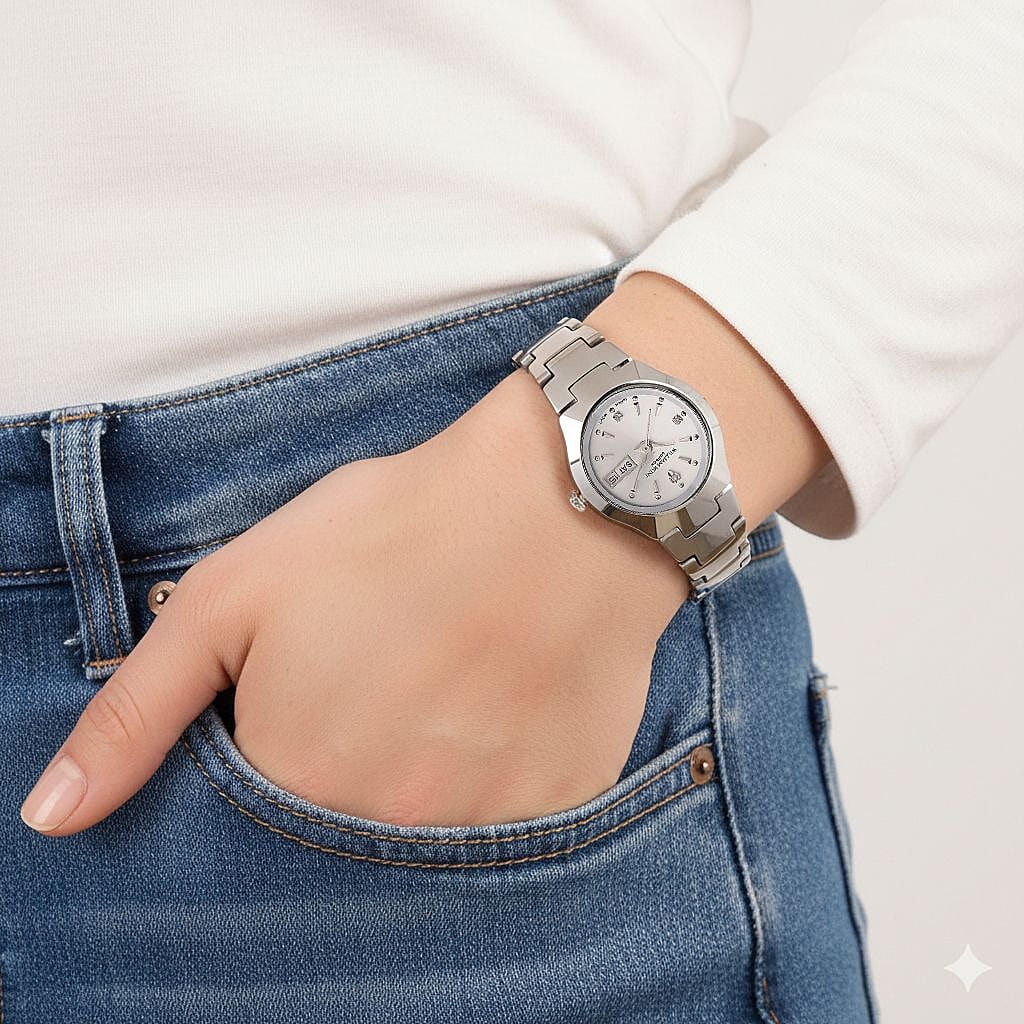 William Hunt Lab Grown Diamond Ladies Tungsten Carbide Case Watch - Silver Colour