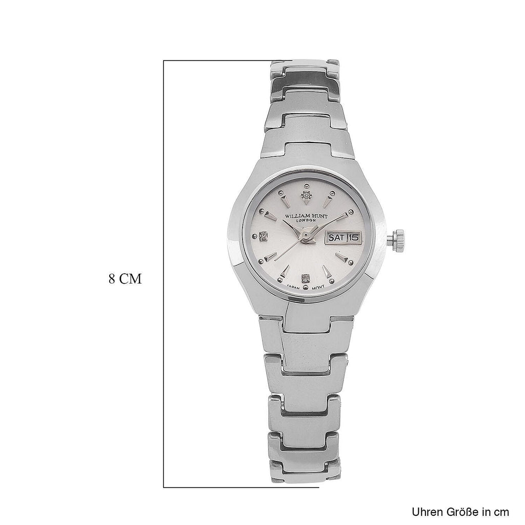 William Hunt Lab Grown Diamond Ladies Tungsten Carbide Case Watch - Silver Colour