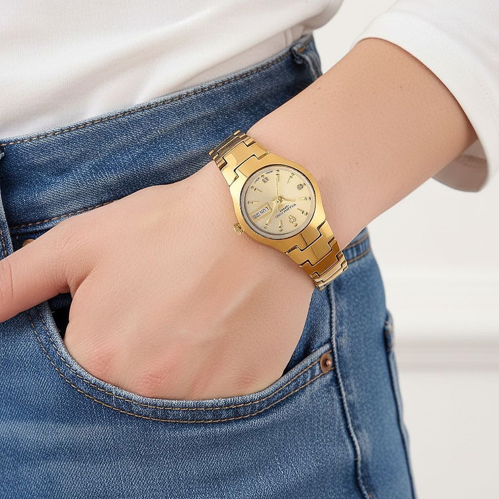 William Hunt Lab Grown Diamond Ladies Tungsten Carbide Case Watch - Gold Colour