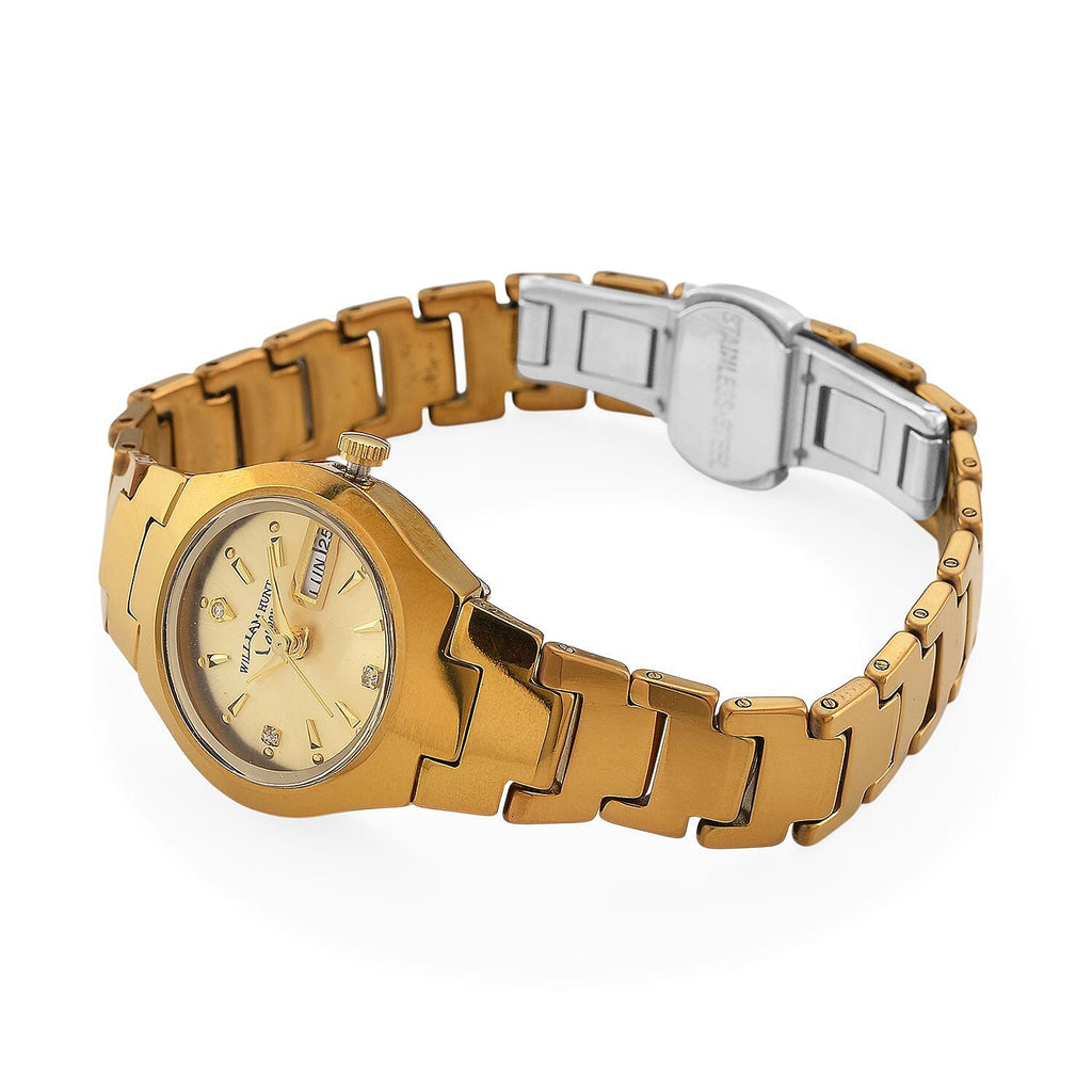 William Hunt Lab Grown Diamond Ladies Tungsten Carbide Case Watch - Gold Colour