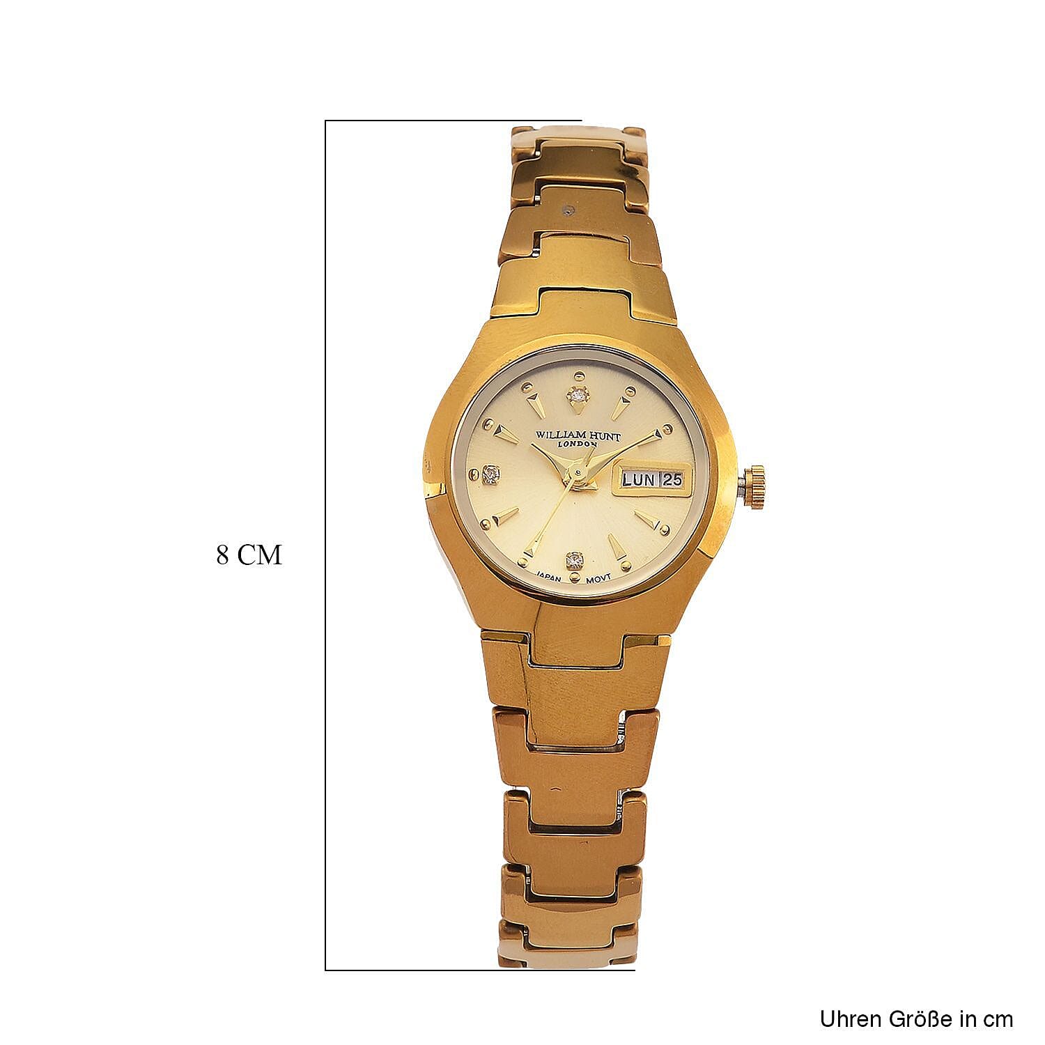 William Hunt Lab Grown Diamond Ladies Tungsten Carbide Case Watch - Gold Colour 8272755 8