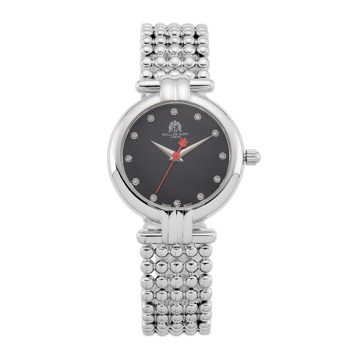 WILLIAM HUNT Limited Edition Swiss Movement Lab Grown Diamonds (VVS- E-F) Watch With 5ATM Water Resistance and Bubble Strap With Gift Box - Silver V32653337 0