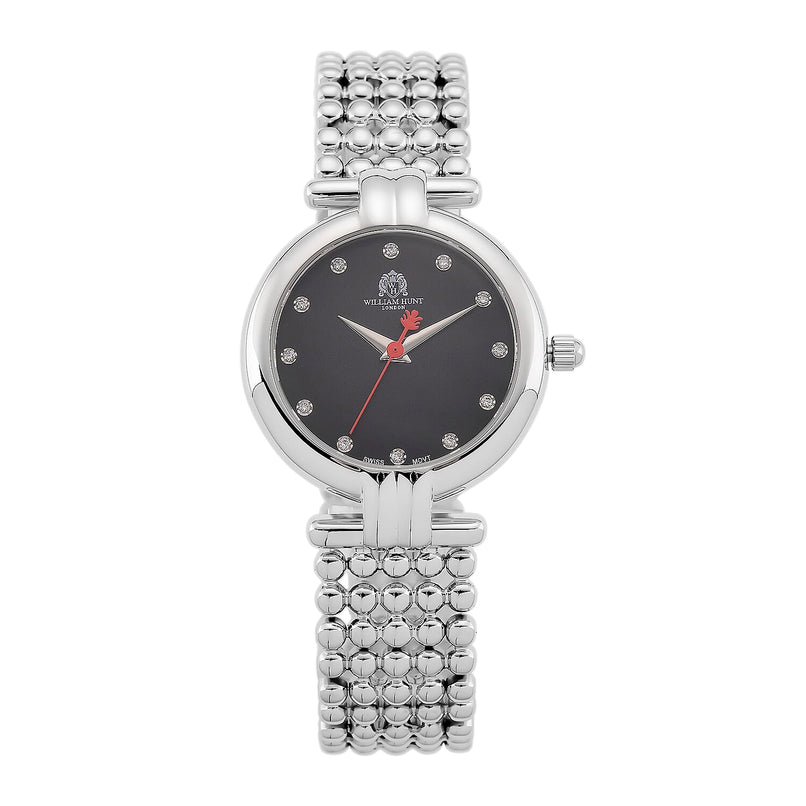 WILLIAM HUNT Limited Edition Swiss Movement Lab Grown Diamonds (VVS- E-F) Watch With 5ATM Water Resistance and Bubble Strap With Gift Box - Silver
